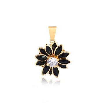 18K Gold Layered Oro Laminado Clear Cubic Zirconia Center with Assorted Marquise Rhinestone Flower Design Pendant 31.0098/2/3/7/17/30/92